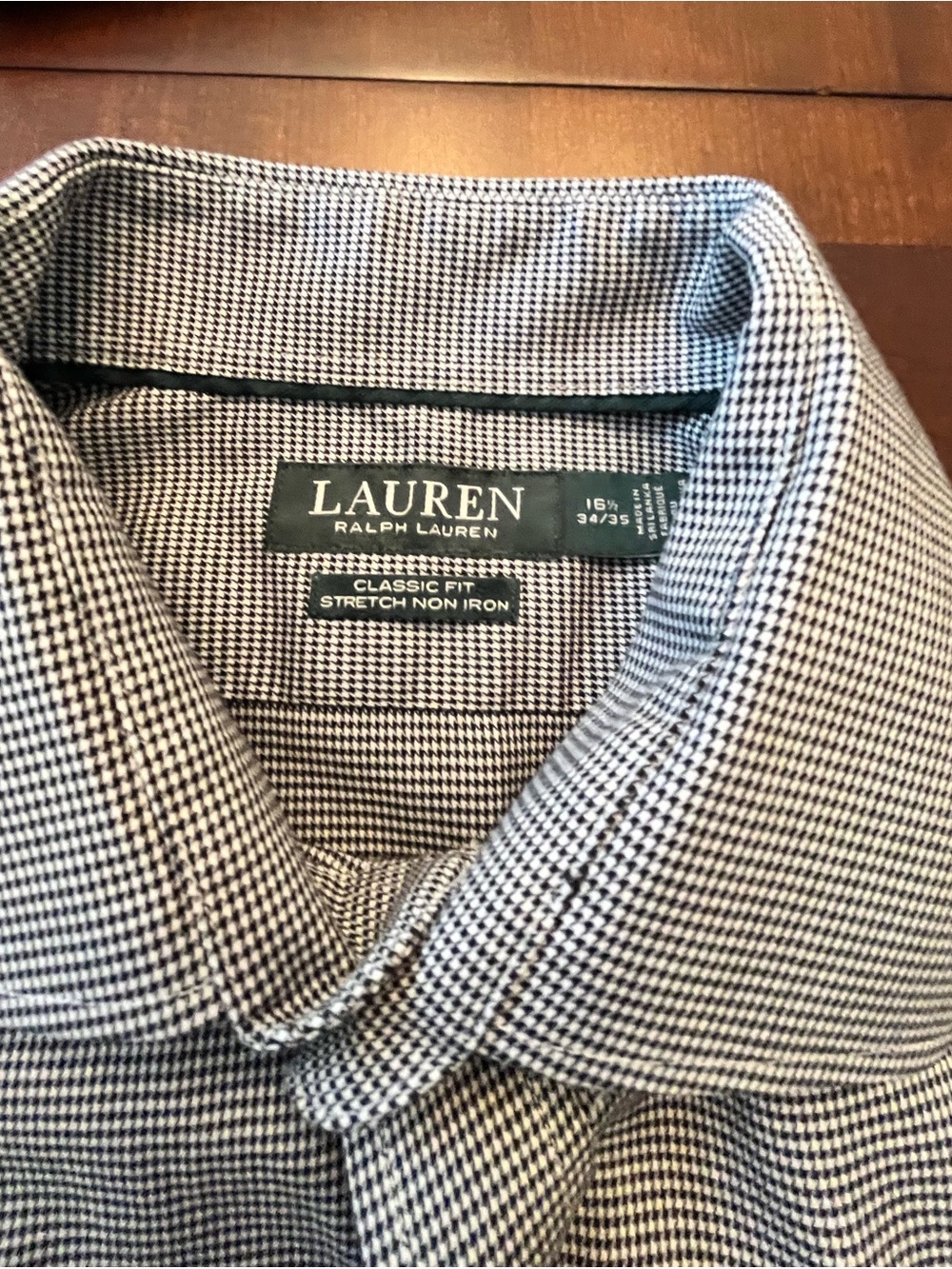 Lauren Ralph Lauren Black and White Micro-Check Dress Shirt